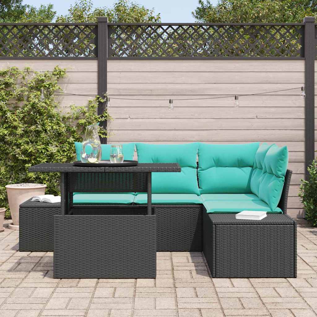 Tuin Sofa Set 6 st 4-Aantal zitplaatsen Zwart en Blauw