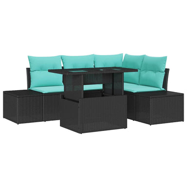 Tuin Sofa Set 6 st 4-Aantal zitplaatsen Zwart en Blauw