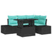 Tuin Sofa Set 6 st 4-Aantal zitplaatsen Zwart en Blauw