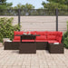 Tuin Sofa Set 6 st 5-Aantal zitplaatsen Bruin en Rood