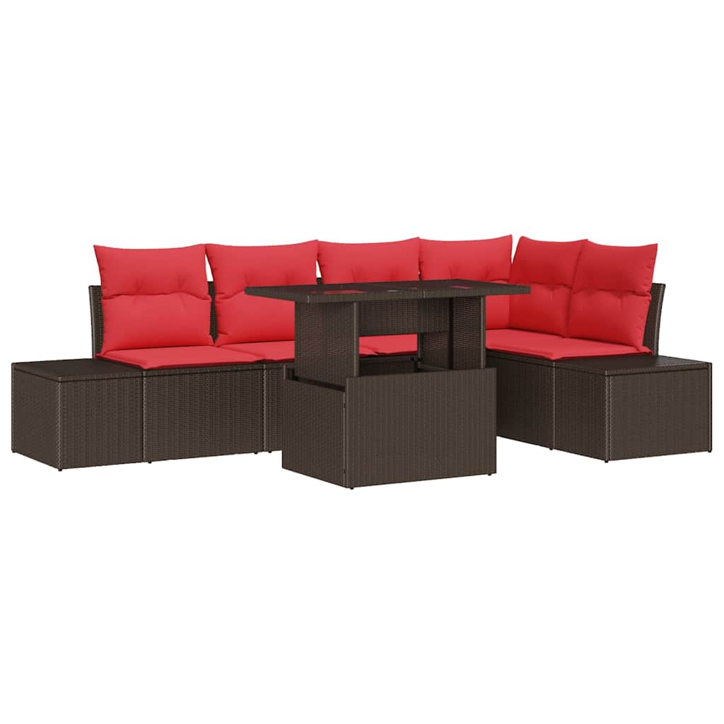 Tuin Sofa Set 6 st 5-Aantal zitplaatsen Bruin en Rood