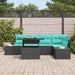 Tuin Sofa Set 6 st 5-Aantal zitplaatsen Zwart en Blauw