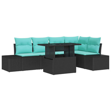 Tuin Sofa Set 6 st 5-Aantal zitplaatsen Zwart en Blauw