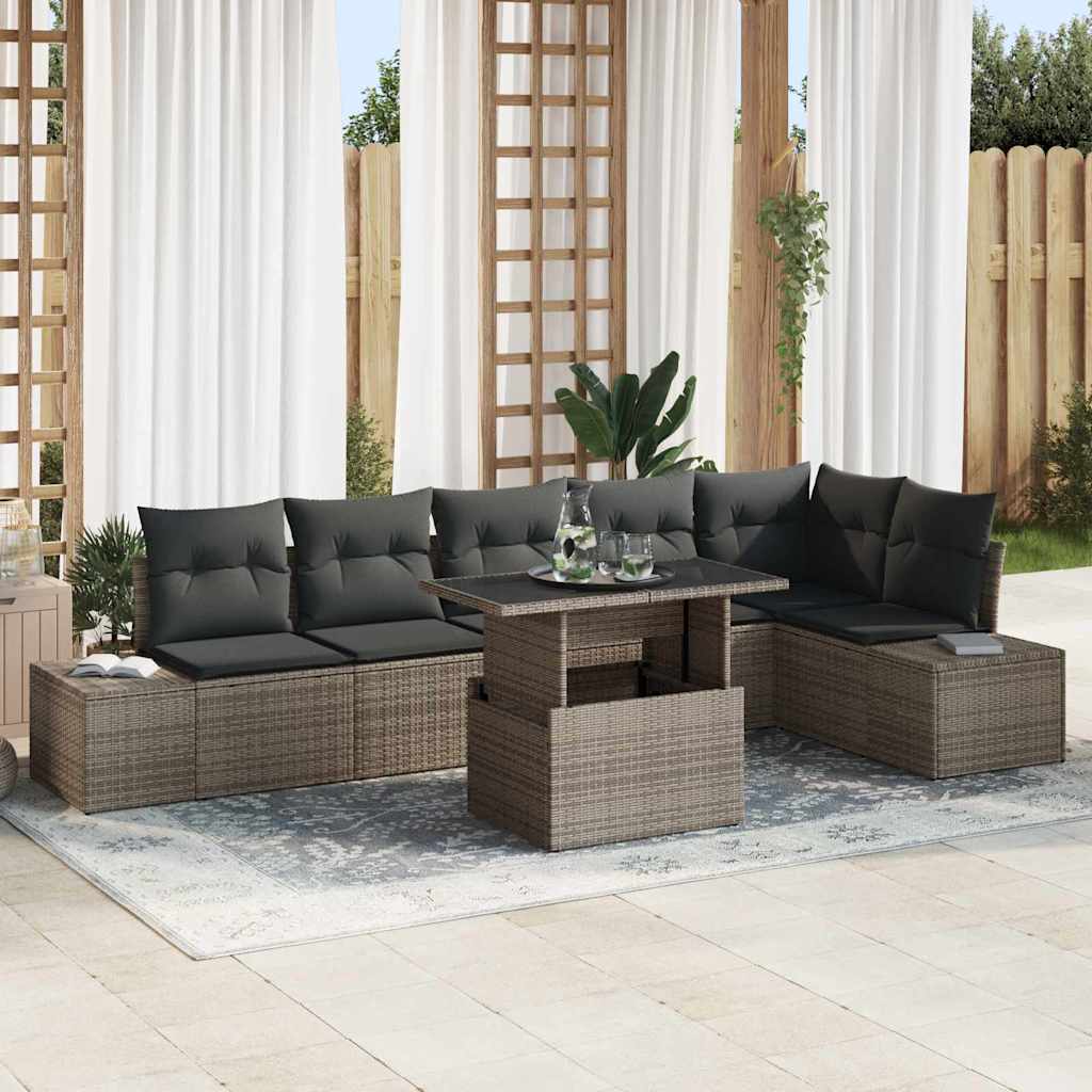 Tuin Sofa Set 7 st Grijs poly rattan
