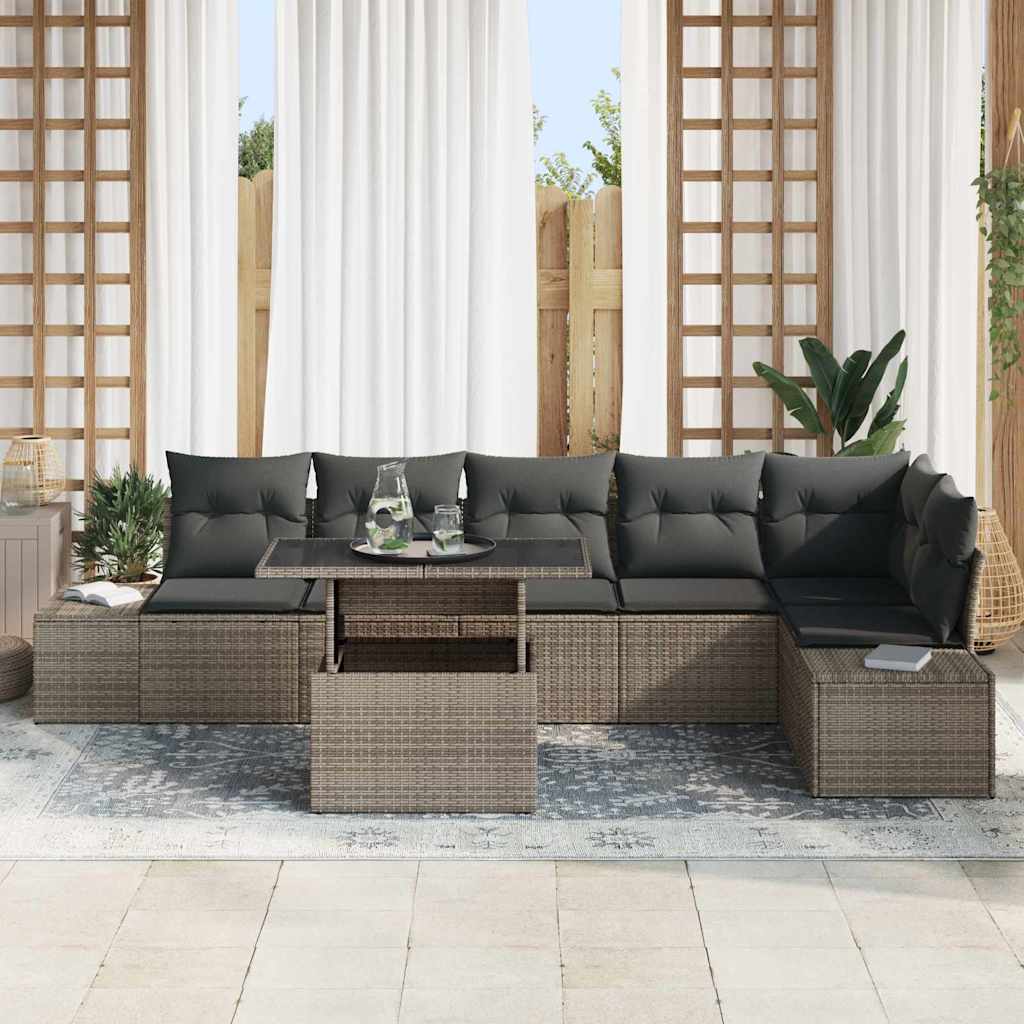 Tuin Sofa Set 7 st Grijs poly rattan