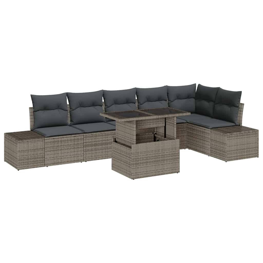 Tuin Sofa Set 7 st Grijs poly rattan
