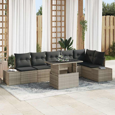 Tuin Sofa Set 7 st Lichtgrijs poly rattan