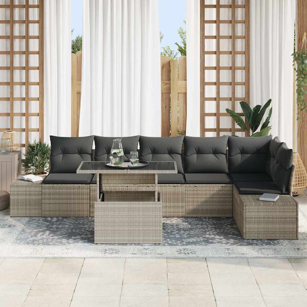 Tuin Sofa Set 7 st Lichtgrijs poly rattan