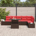 Tuin Sofa Set 7 st 6-Aantal zitplaatsen Bruin en Rood