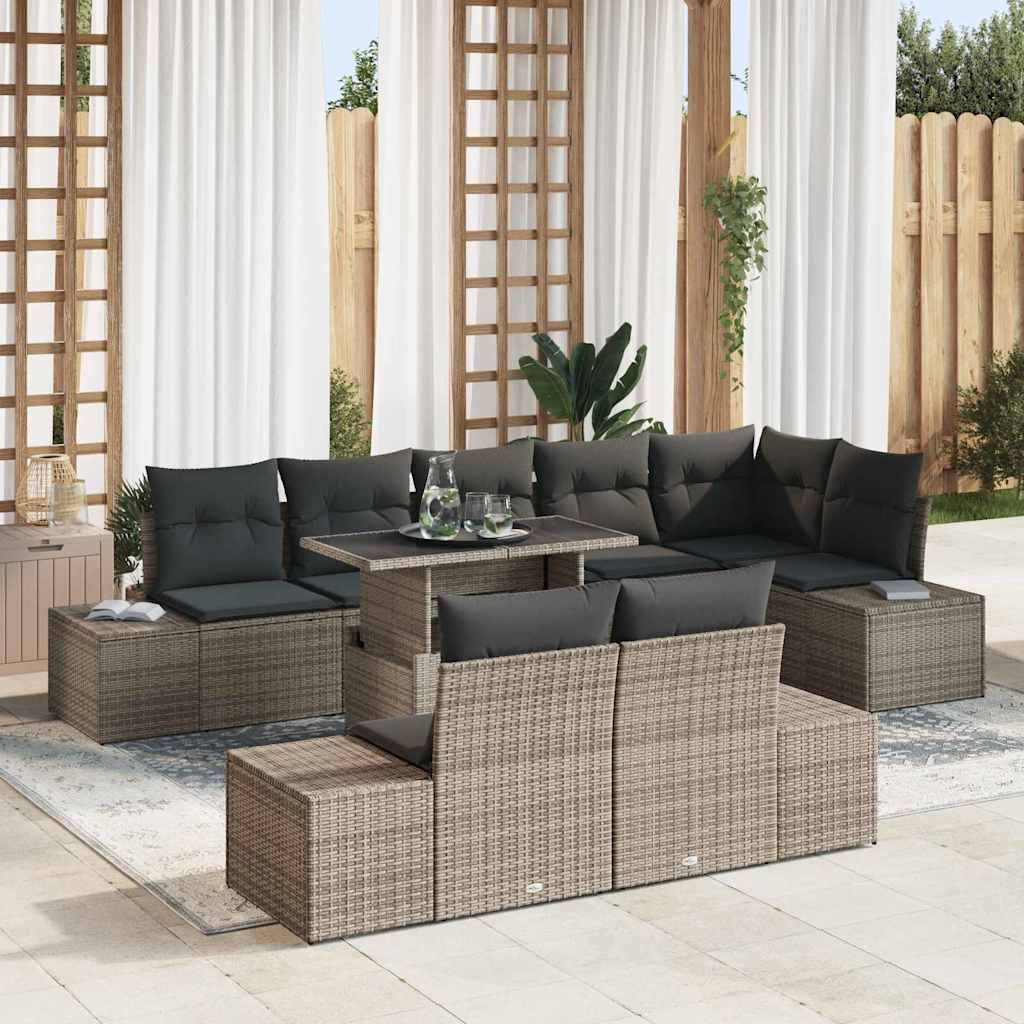 Tuin Sofa Set 9 st Grijs poly rattan