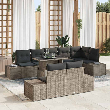 Tuin Sofa Set 9 st Grijs poly rattan