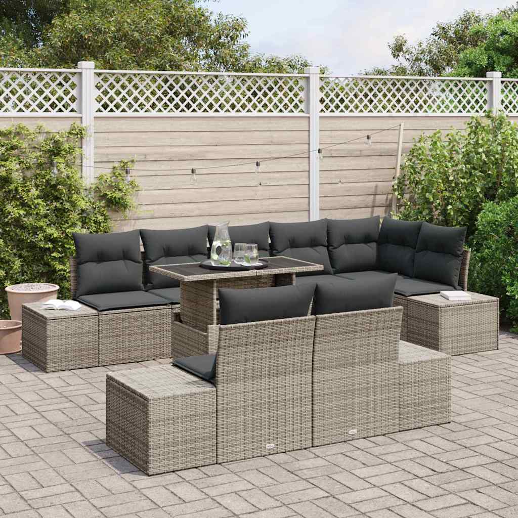 Tuin Sofa Set 9 st Grijs poly rattan