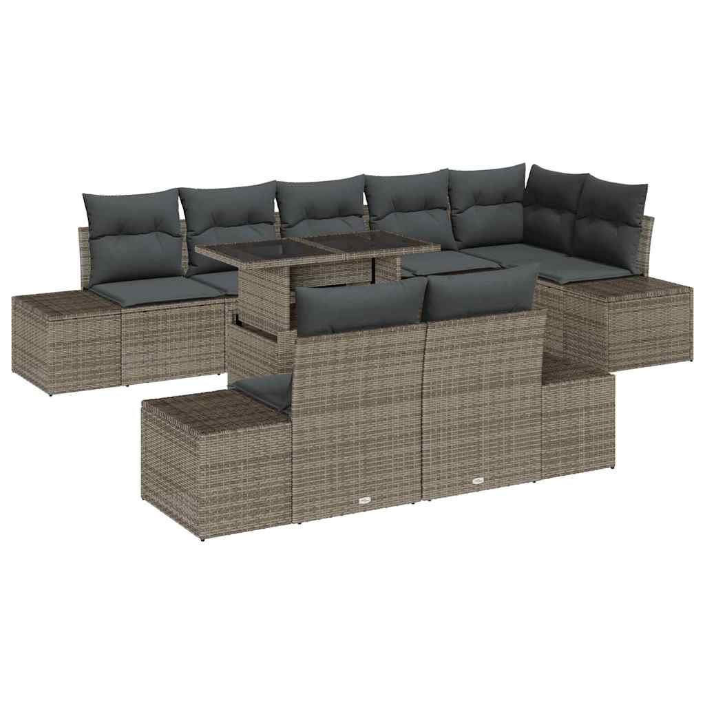 Tuin Sofa Set 9 st Grijs poly rattan