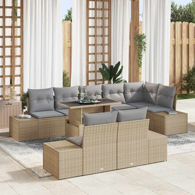 Tuin Sofa Set 9 st Beige en Licht Grijs poly rattan