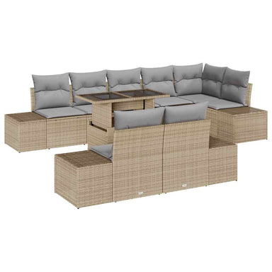Tuin Sofa Set 9 st Beige en Licht Grijs poly rattan