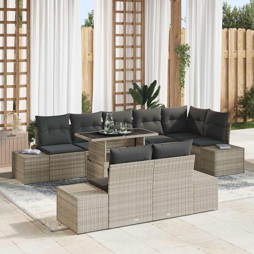 Tuin Sofa Set 9 st Lichtgrijs poly rattan