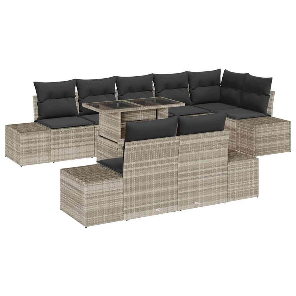 Tuin Sofa Set 9 st Lichtgrijs poly rattan