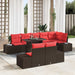 Tuin Sofa Set 9 st 8-Aantal zitplaatsen Bruin en Rood