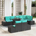 Tuin Sofa Set 9 st 8-Aantal zitplaatsen Zwart en Blauw