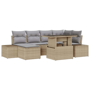 Tuin Sofa Set 7 st Beige en Licht Grijs poly rattan