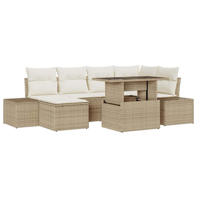 Tuin Sofa Set 7 st Beige en Crème poly rattan