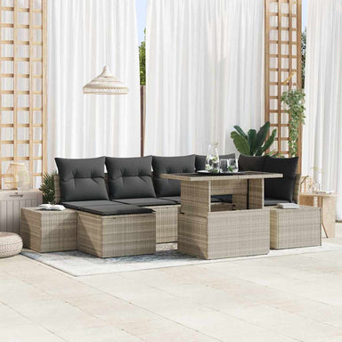 Tuin Sofa Set 7 st Lichtgrijs poly rattan
