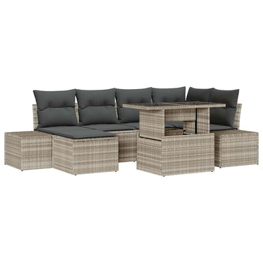 Tuin Sofa Set 7 st Lichtgrijs poly rattan