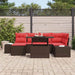 Tuin Sofa Set 7 st Bruin en Rood poly rattan