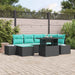 Tuin Sofa Set 7 st Zwart en Blauw poly rattan