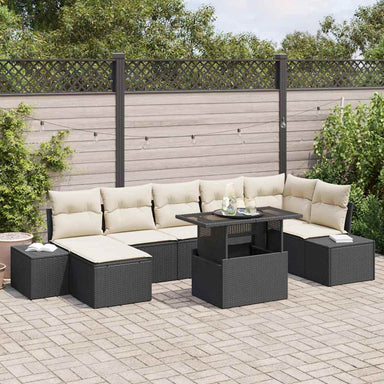 Tuin Sofa Set 8 st Zwart en Crème poly rattan
