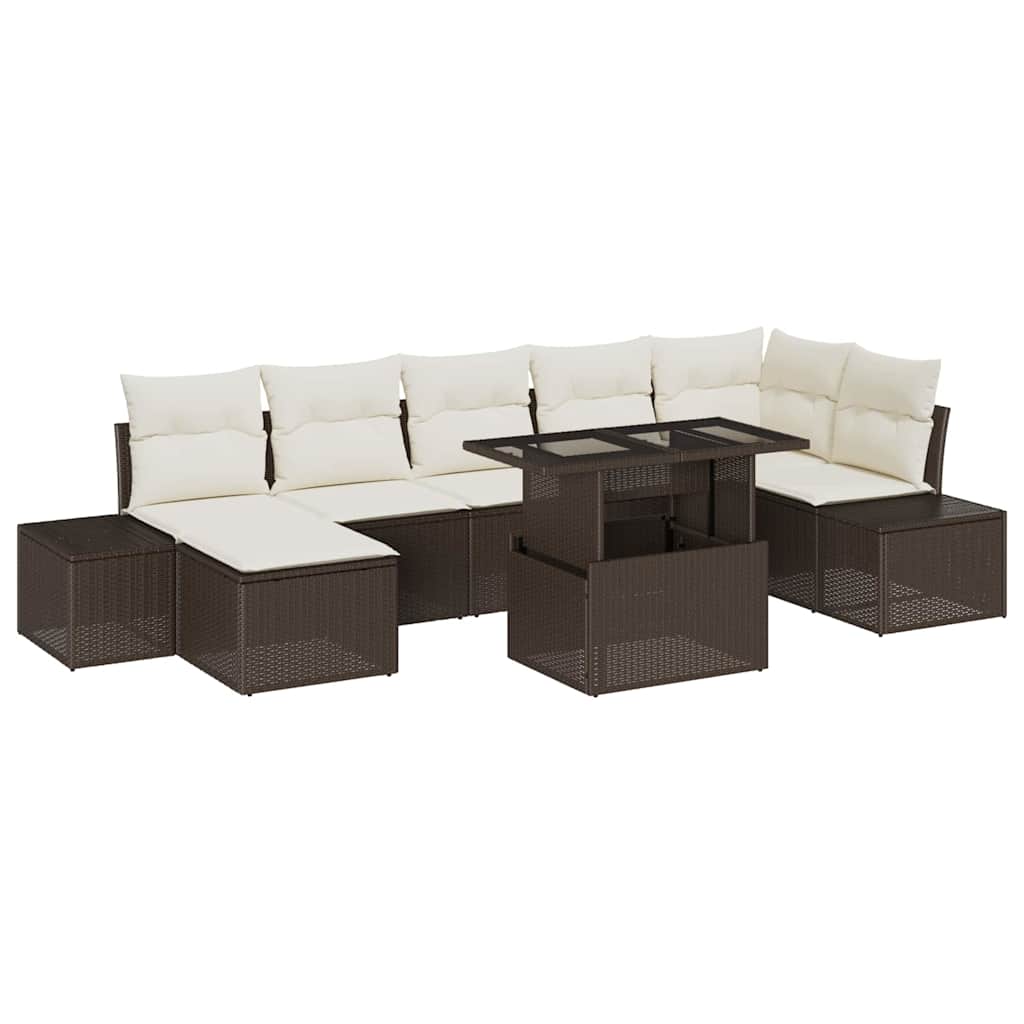 Tuin Sofa Set 8 st Bruin en Crème poly rattan