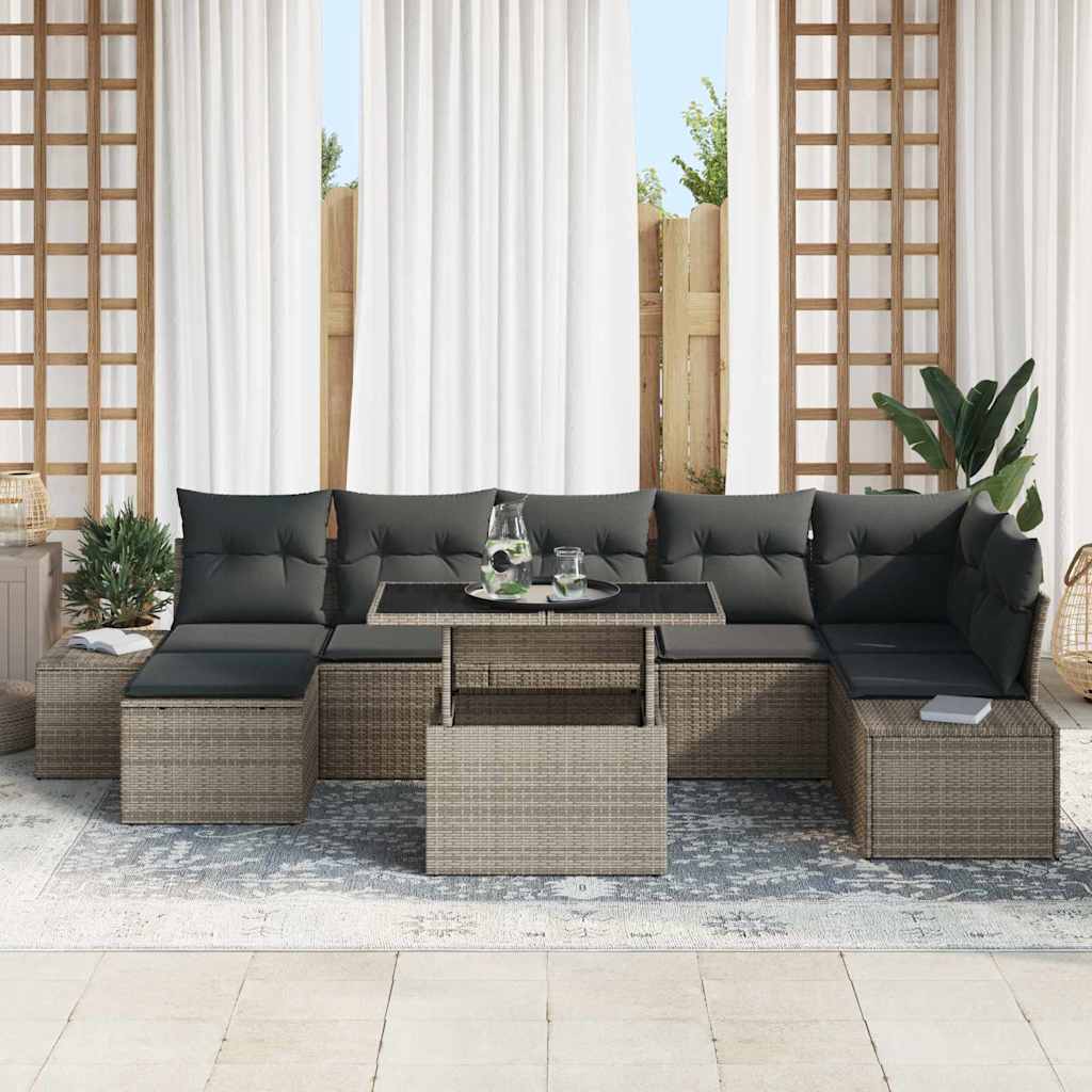 Tuin Sofa Set 8 st Grijs poly rattan
