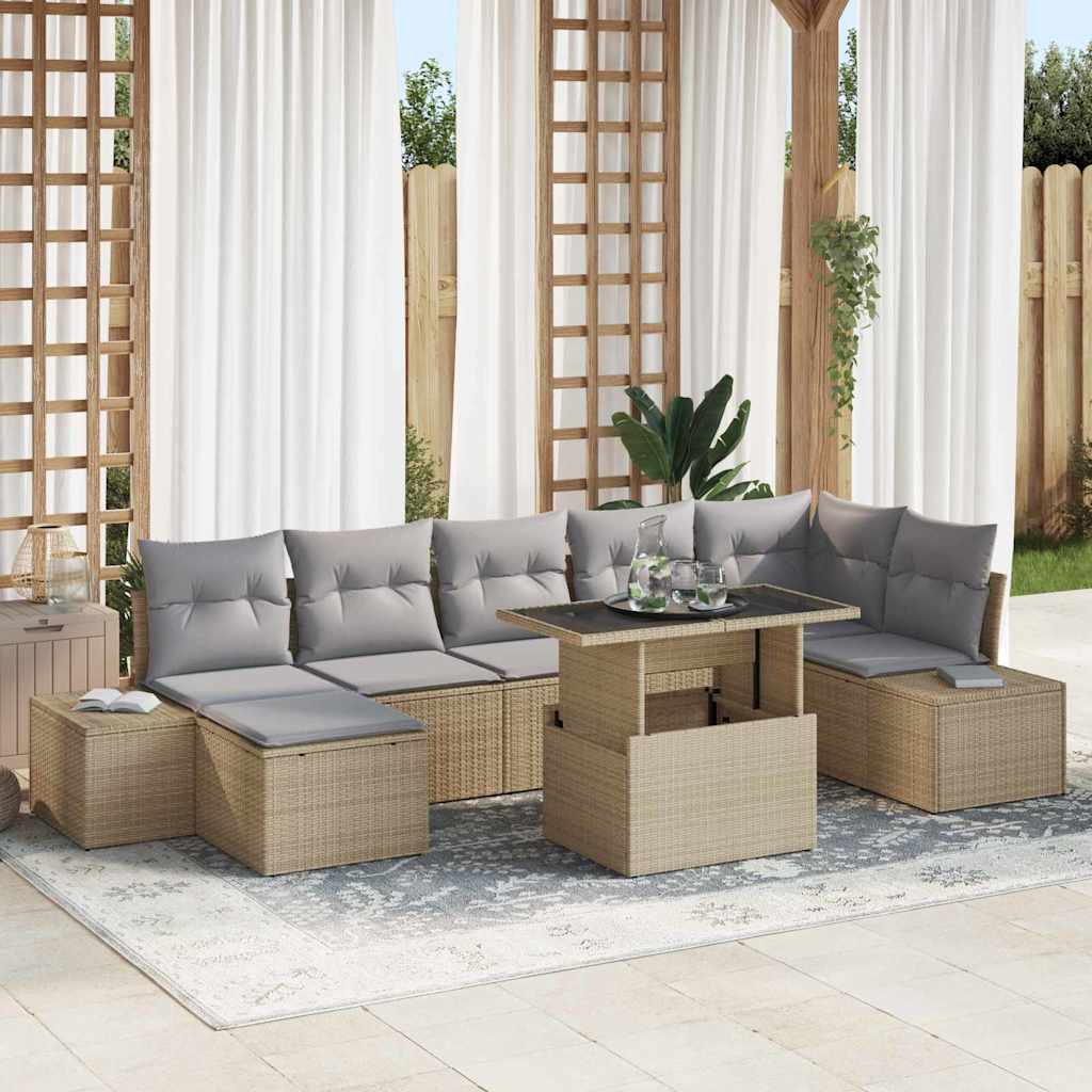 Tuin Sofa Set 8 st Beige en Licht Grijs poly rattan