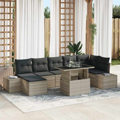 Tuin Sofa Set 8 st Lichtgrijs poly rattan