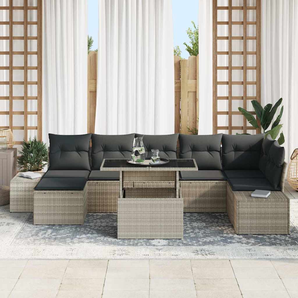 Tuin Sofa Set 8 st Lichtgrijs poly rattan