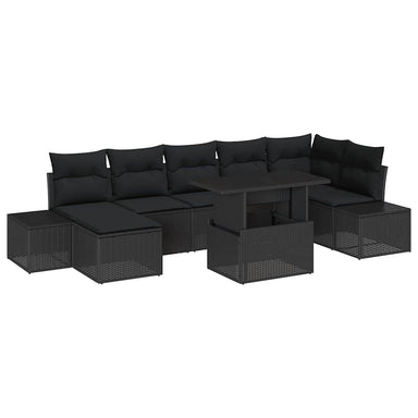 Tuin Sofa Set 8 st Zwart poly rattan