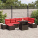 Tuin Sofa Set 8 st Bruin en Rood poly rattan