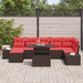 Tuin Sofa Set 8 st Bruin en Rood poly rattan