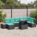 Tuin Sofa Set 8 st Zwart en Blauw poly rattan