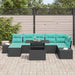 Tuin Sofa Set 8 st Zwart en Blauw poly rattan