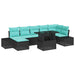 Tuin Sofa Set 8 st Zwart en Blauw poly rattan