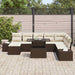 Tuin Sofa Set 9 st Bruin en Crème poly rattan