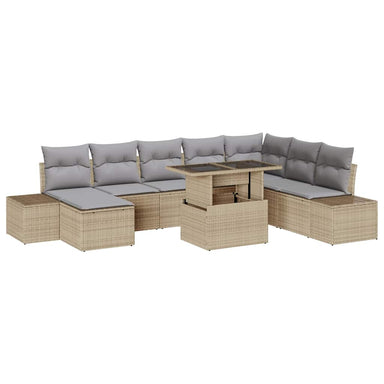 Tuin Sofa Set 9 st Beige en Licht Grijs poly rattan