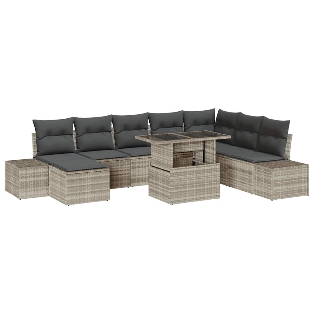 Tuin Sofa Set 9 st Lichtgrijs poly rattan