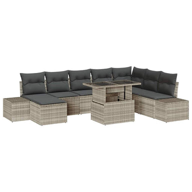 Tuin Sofa Set 9 st Lichtgrijs poly rattan