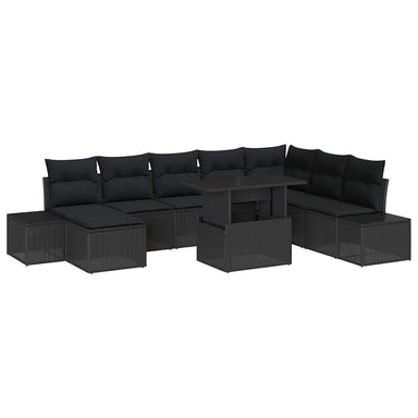 Tuin Sofa Set 9 st Zwart poly rattan