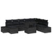 Tuin Sofa Set 9 st Zwart poly rattan