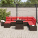Tuin Sofa Set 9 st Bruin en Rood poly rattan