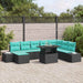 Tuin Sofa Set 9 st Zwart en Blauw poly rattan