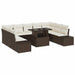 Tuin Sofa Set 10 st Bruin en Crème poly rattan